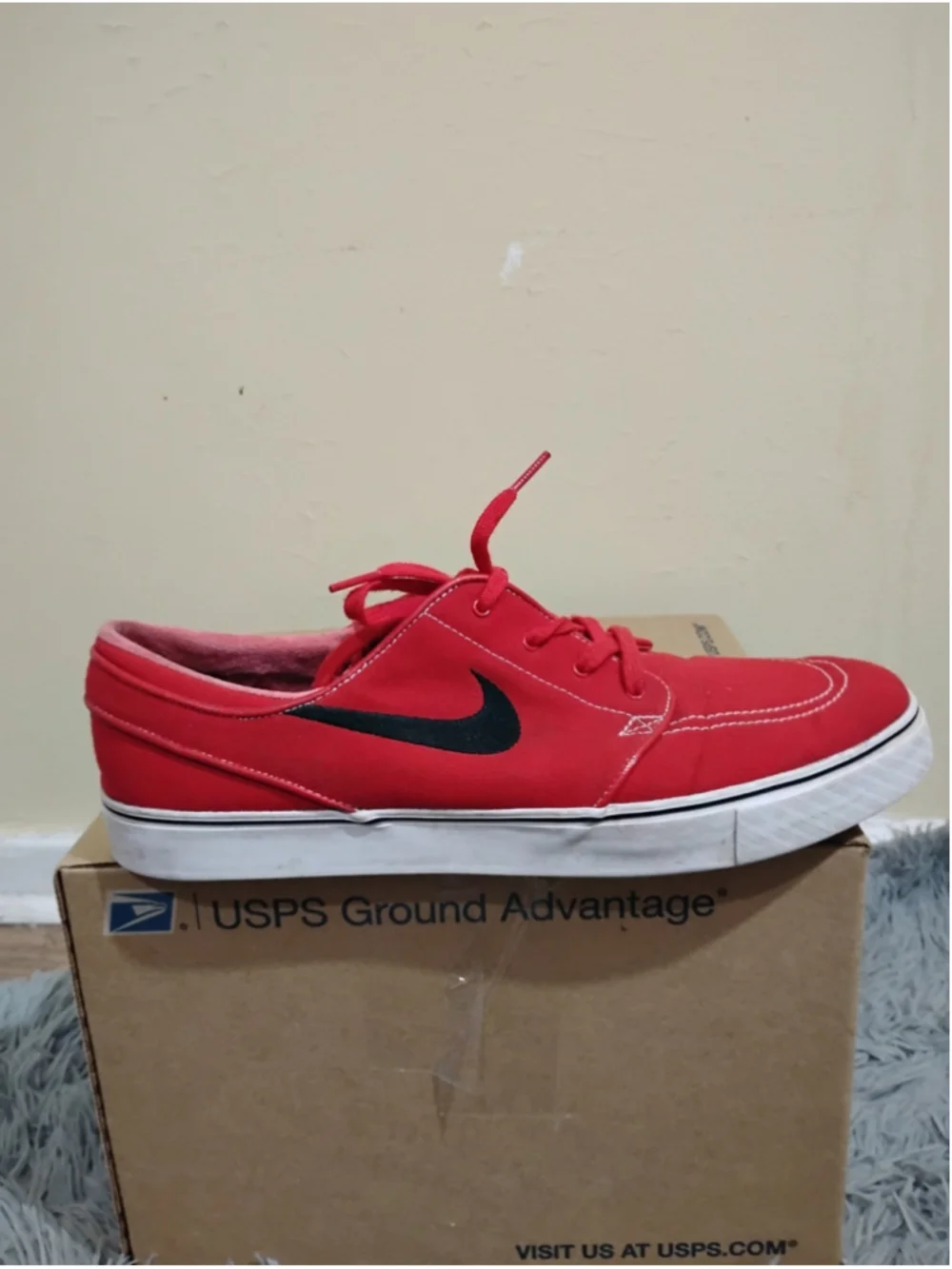 Nike SB Stefan Janoski Shoes Mens Size 14 Red Canvas Skateboarding 615957-603